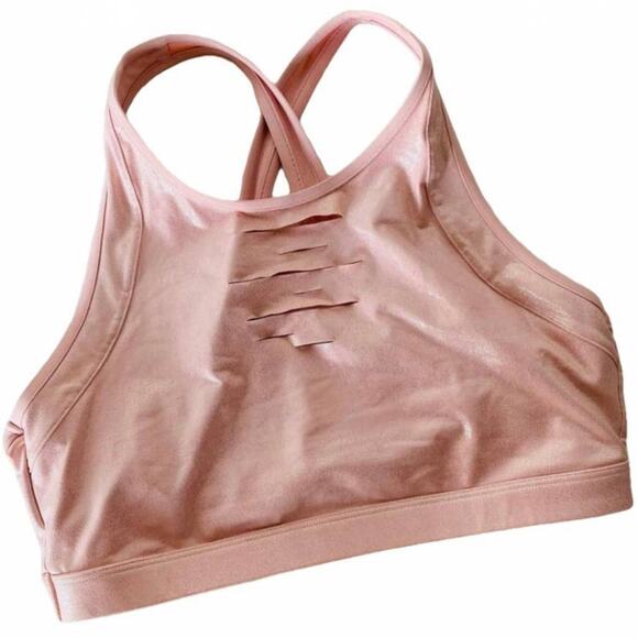 NEW VS VICTORIAS SECRET PINK Sparkle Strappy Open Slit Bralette Sports Bra M - Picture 9 of 9